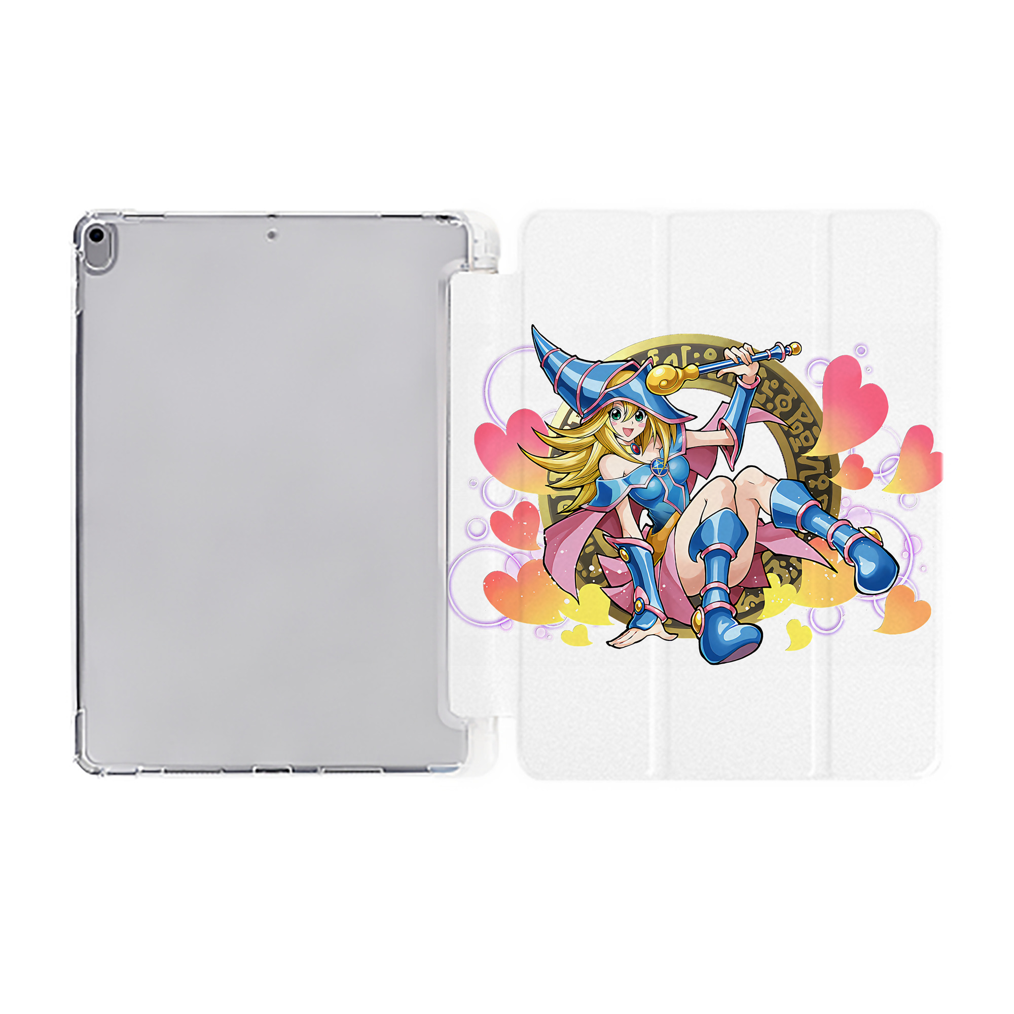 （画像用） 遊☆戯☆王 Yu-Gi-Oh! IPad ケース ペン収納付き 三つ折りスタンド PUレザー×シリコン 対応機種9.5/10.5/10.9インチ